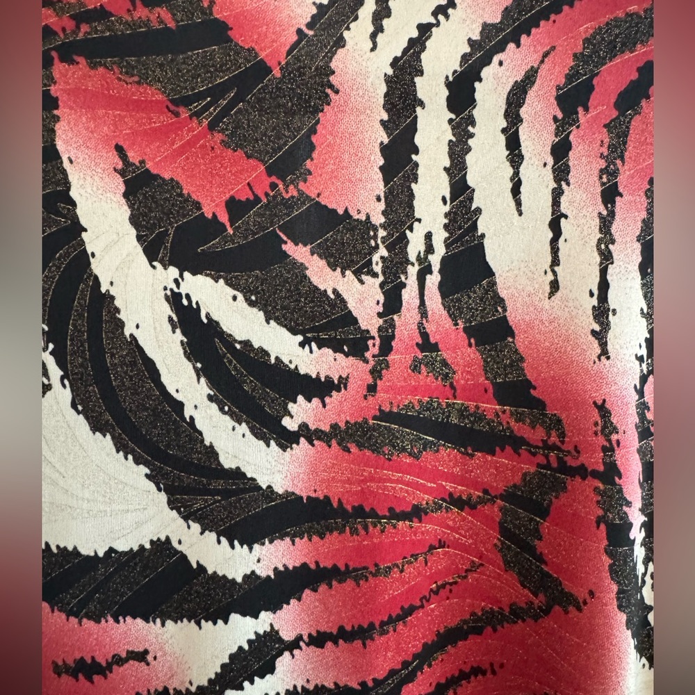 Vintage Y2K 3/4 Sleeve Animal Print Metallic Top Size Medium - Picture 5 of 6